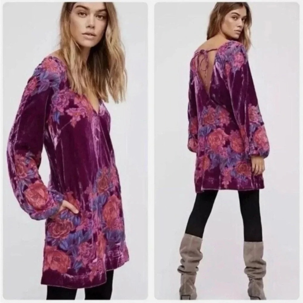 Free People Velvet Misha Long Sleeve Mini Dress